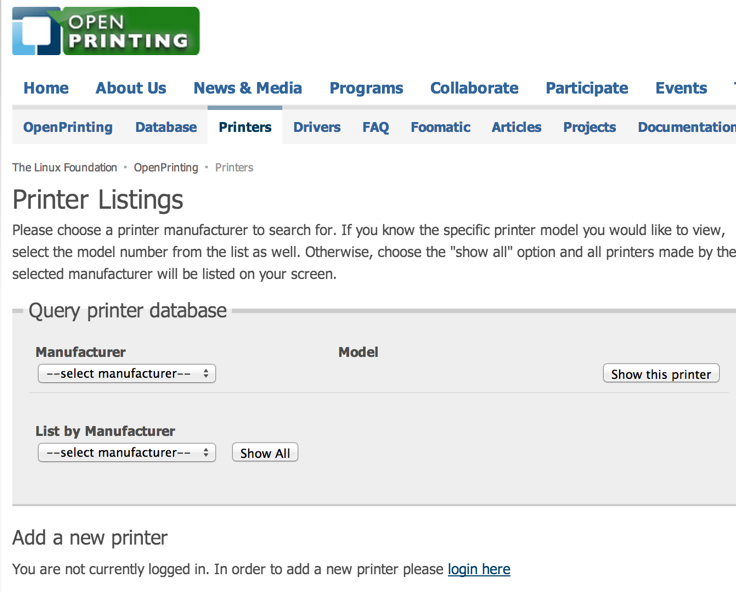 OpenPrinting website